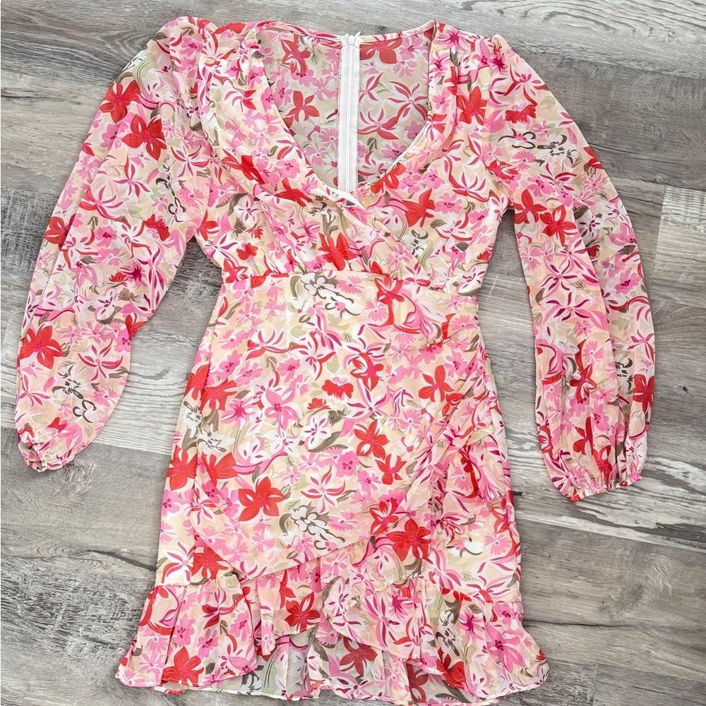 Floral Pink and Red Women's Dress